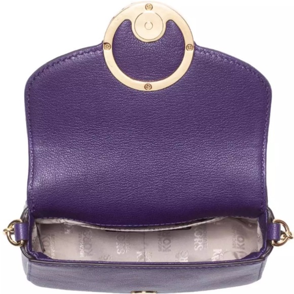 MICHAEL KORS Fulton Women Shoulder Bag Crossbody Iris Purple Leather Like New! - Picture 5 of 6